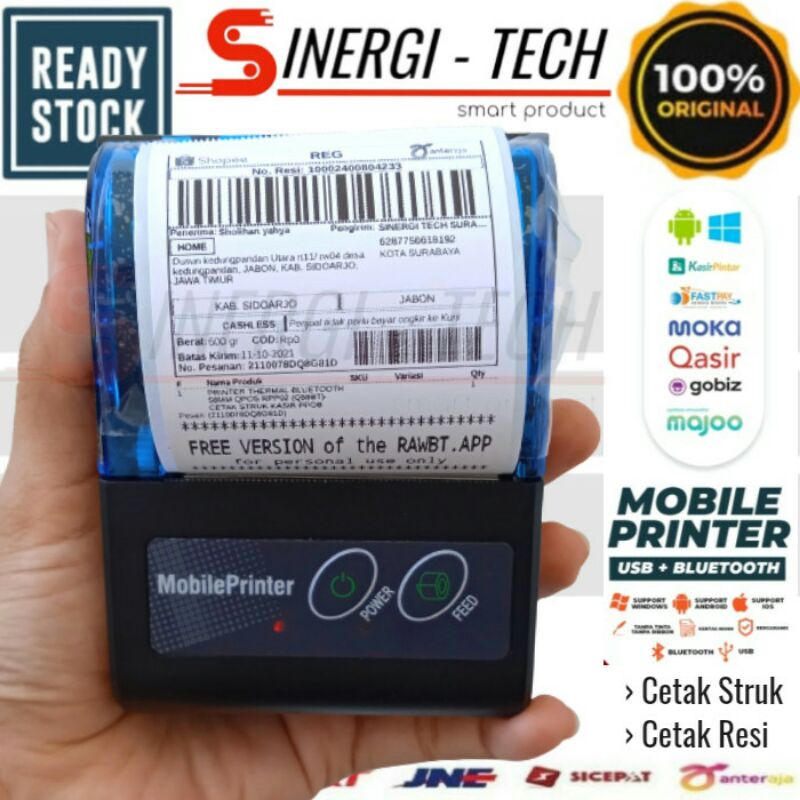 Jual PRINTER BLUETOOTH MOBILE 58MM MP58 CETAK RESI LABEL DAN PPOB STRUK THERMAL (MINI PORTABLE
