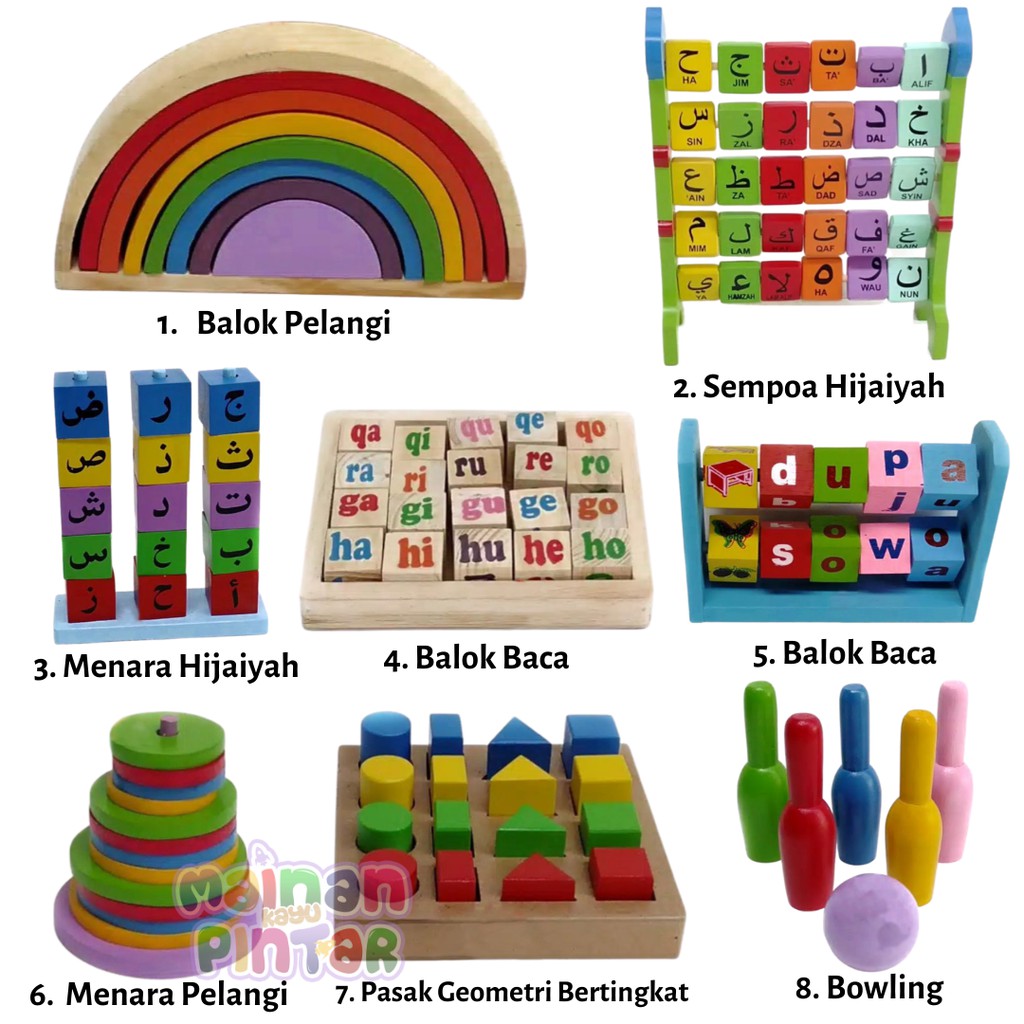 Jual Mainan Edukasi Anak - Balok Kayu Edukasi Lengkap Bisa Cod - Mainan Kayu Pintar | Shopee Indonesia