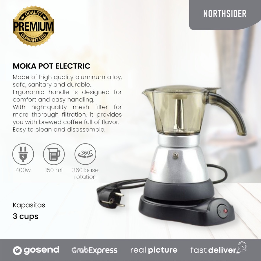 Jual MOKA POT ELEKTRIK 3 CUP ELECTRIC MOKA POT ESPRESSO MAKER