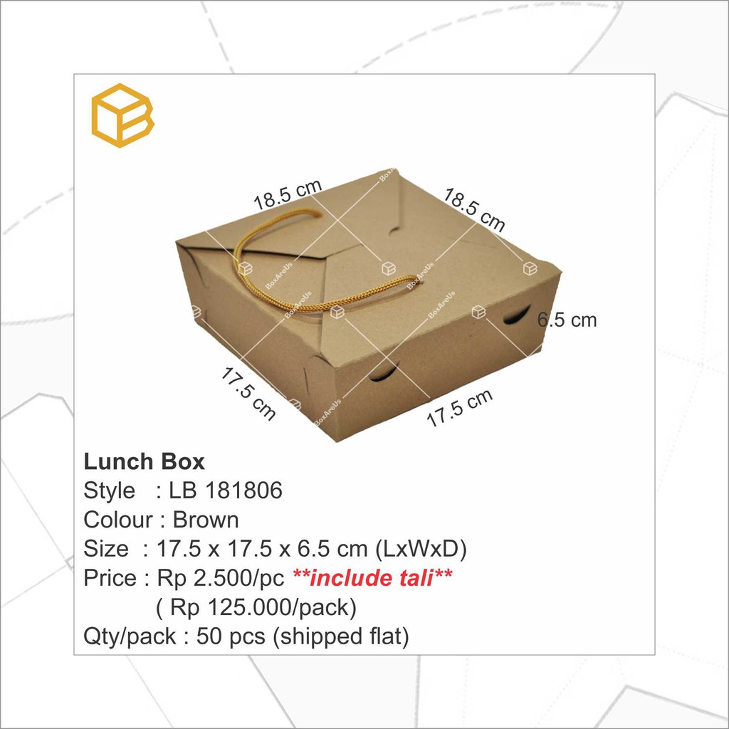 LB181806 (50pcs) Lunch Box, Kotak, Dus Nasi, Kemasan