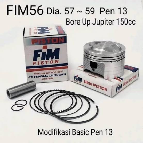 Jual PISTON SEHER KIT SET FIM 56 ukuran 57 57,5 58 58,5 59 mm pen pin