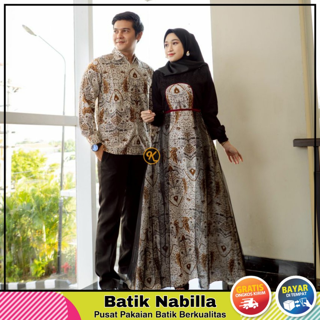 Jual Gamis Couple Pasangan Kondangan Keluarga Ibu Dan Anak Muslim Syari Terbaru Kekinian Batik