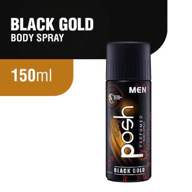Jual Parfum Posh Men Perfumed Body Spray Black Gold Coklat 150 Ml | Shopee Indonesia
