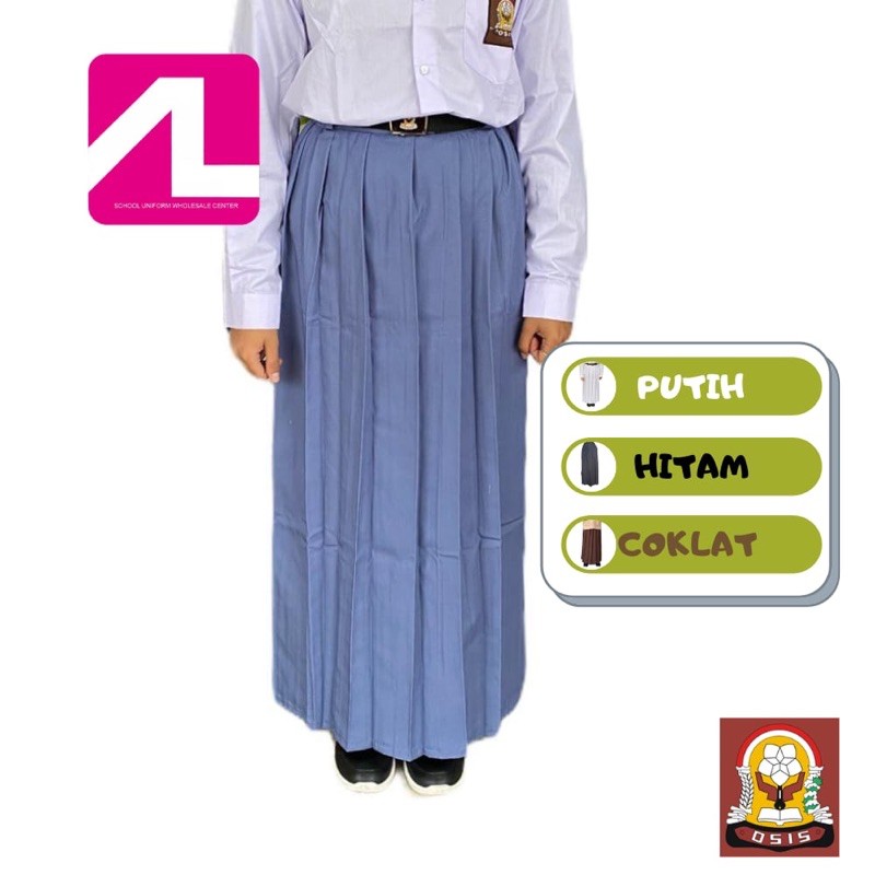 ALGHINA Seragam Sekolah Rok Rempel SMA/SMK Panjang AbuAbu,Putih,Hitam&Coklat Shopee Indonesia