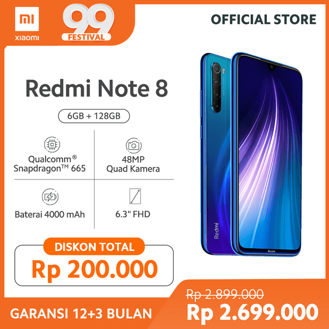 Redmi Note 8 (6GB+128GB) 48MP Quad Kamera Snapdragon 665 Layar 6.3