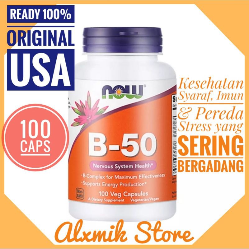 Jual Now B 50 100 Kapsul Now B50 Vitamin B Lengkap Kesehatan Sistem Saraf Mengurangi Stress | Shopee Indonesia