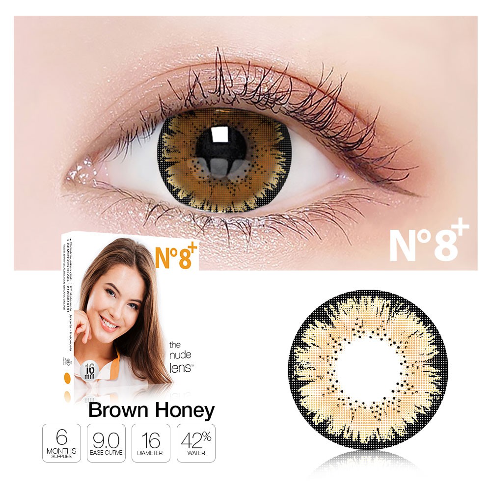 Jual Softlens Korea Softlense X2 Ice N8+ Brown Honey Soplen N8 Plu Big Eyes 16Mm Normal Minus | Shopee Indonesia