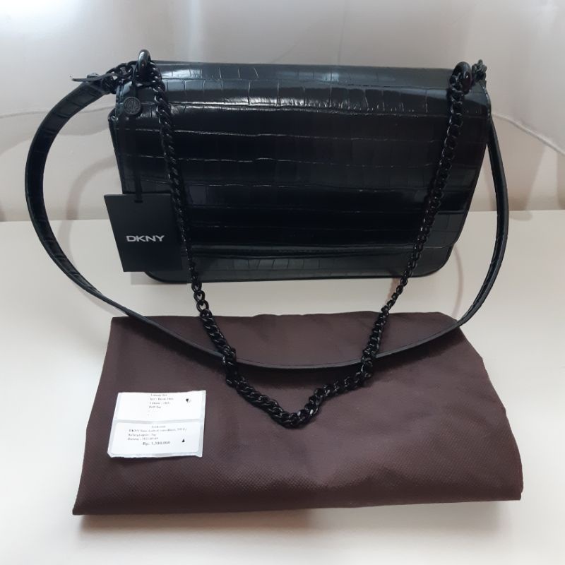 Jual DKNY Sina MD Flap Shoulder Crossbody Handbag Black Purse
