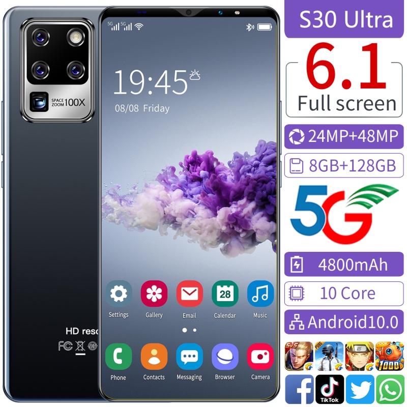 【Terbaru 2021 hp promo】Smart Phone S30U plus Android 10.0 4G/5G 8GB