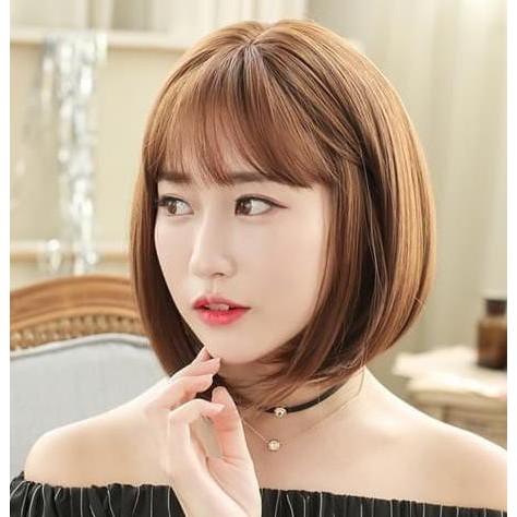 Jual Tren Model Wig Pendek Coklat Pirang Rambut Palsu Bob Korea Bangs Light Brown ,,.. | Shopee Indonesia