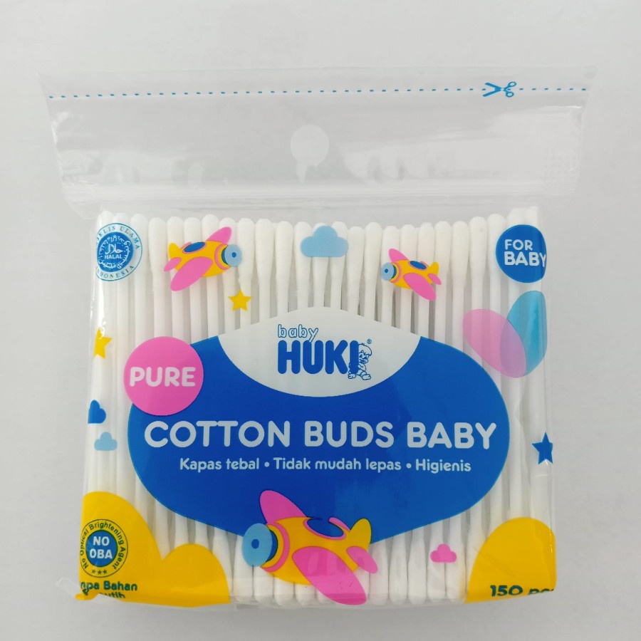 Jual Huki Pure Cotton Buds For Baby 150 Pcs Shopee Indonesia