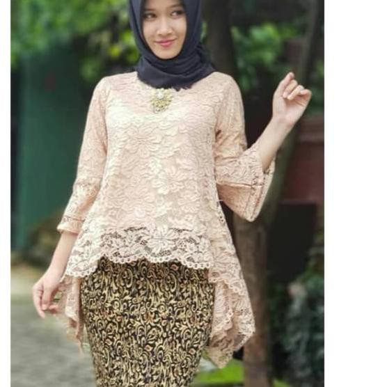Jual Kebaya Brokat Warna Cokelat Susu / Kebaya Brokat Warna Cream / Atasan Kebaya / Kebaya Brokat /Atasan | Shopee Indonesia