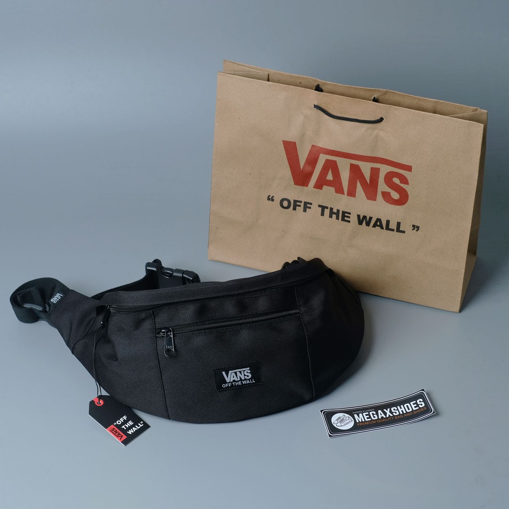 Tas Selempang Waistbag Vans off the Wall Hitam Premium / Tas Pinggang Pria / Hitam (New Stock