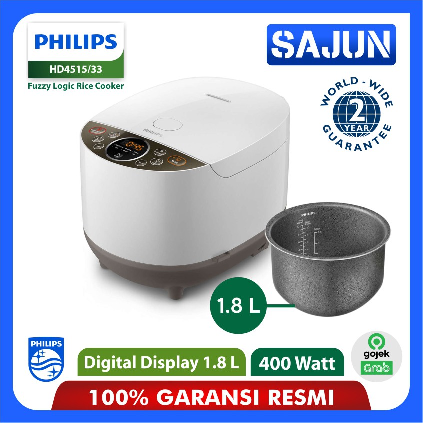 Philips HD4515 Rice Cooker Digital 1.8 Liter Fuzzy Logic HD4515/33