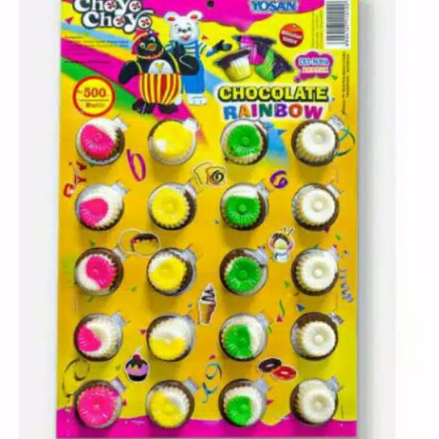 Jual Coklat Yosan Choyo Choyo Rainbow (20Cup)||Jajanan Coklat Jadul | Shopee Indonesia
