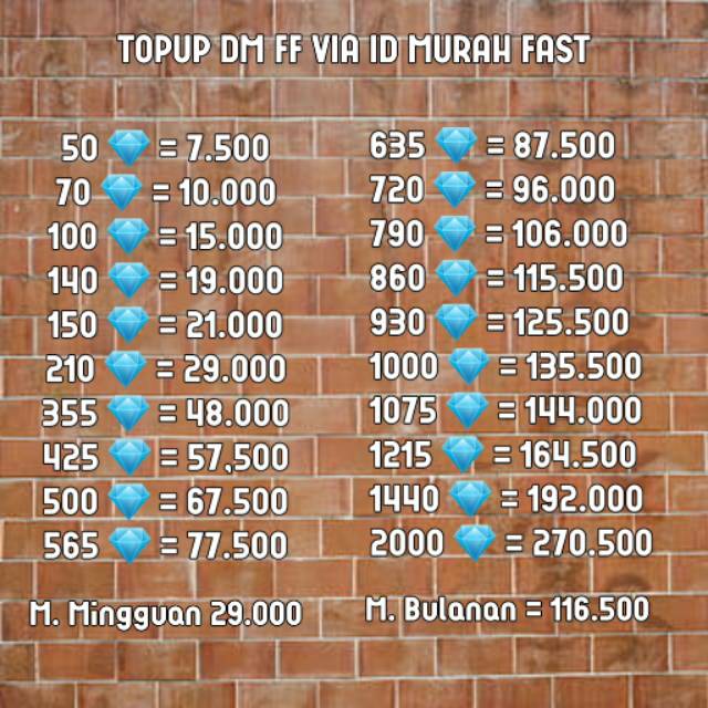 TOPUP DM FF EF EF MURAH DIAMON FF PROMO .. DM FF FAST Shopee