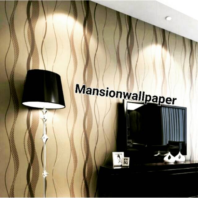 Jual Wallpaper Dinding Coklat Gold Garis Elegan | Shopee Indonesia