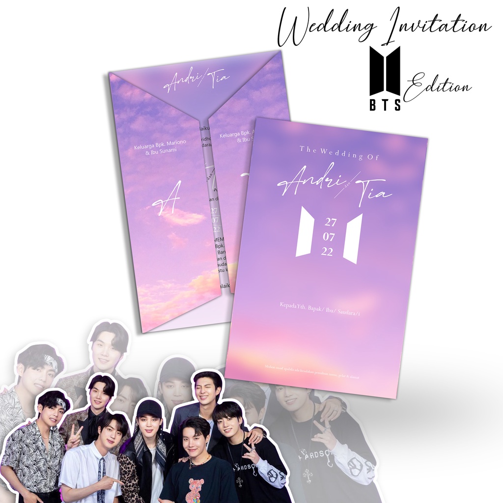 Jual undangan pernikahan tema BTS undangan army undangan kekinian