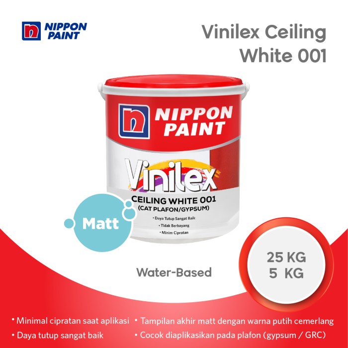 Jual Nippon Paint Nippon Paint Vinilex Ceiling White 5kg Cat Plafon & Gypsum Indonesia