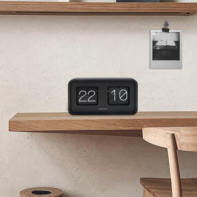 Jual Karlsson Table Clock Bold Flip Matt Black Shopee Indonesia
