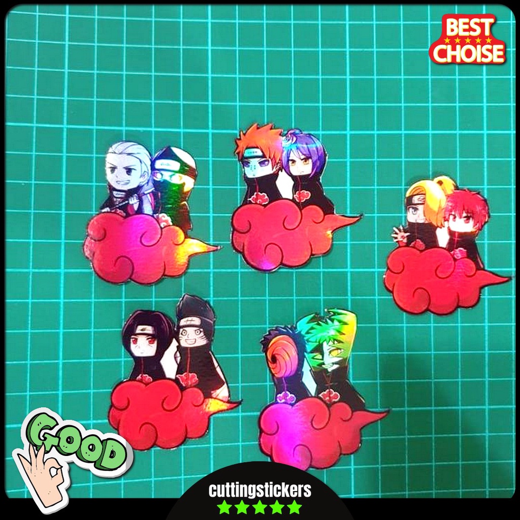 Jual Stiker Sticker Hologram Anime Naruto Akatsuki Cloud Set 5Pcs Indonesia
