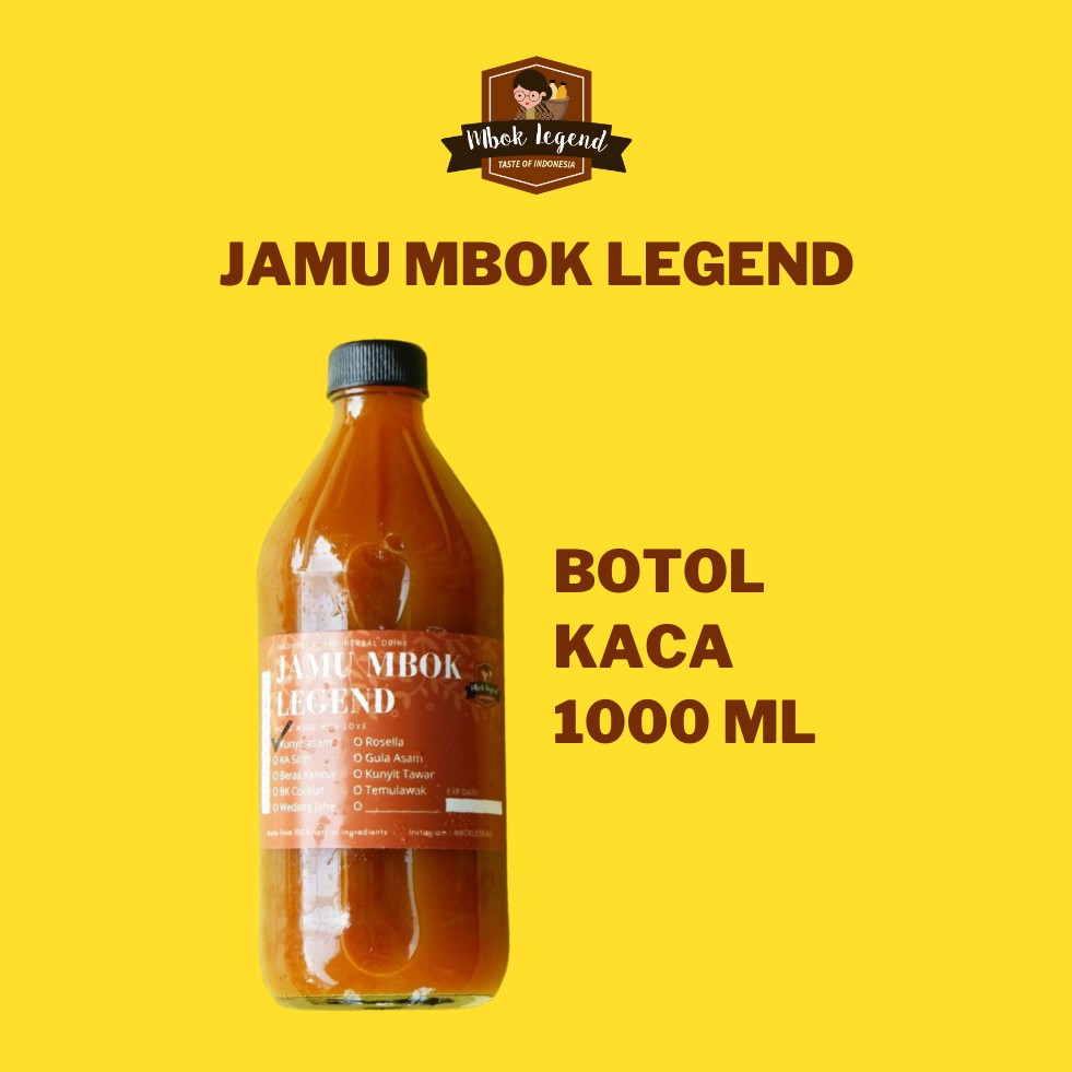 Jamu Kunyit Asam / Beras Kencur BOTOL KACA 1000 ML MBOK