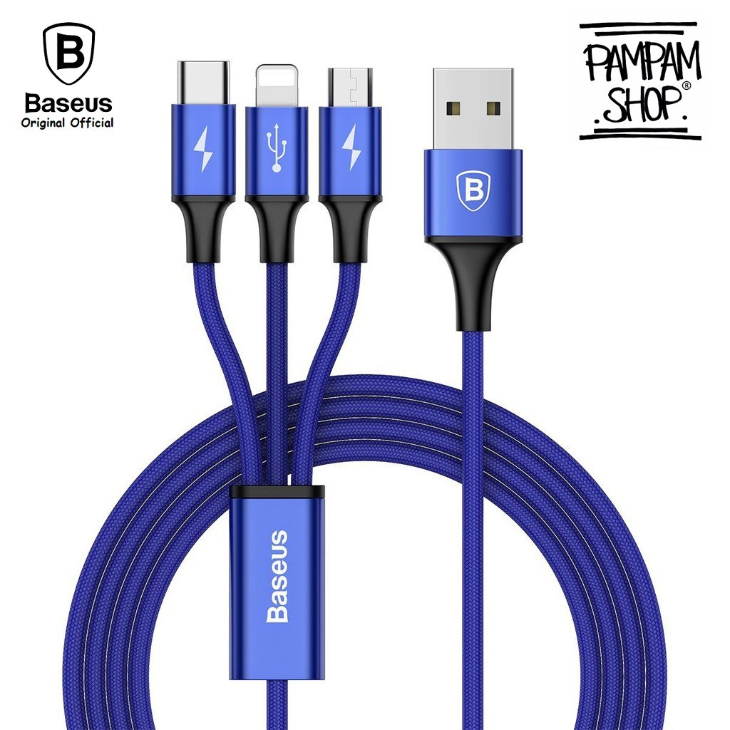 Jual BASEUS ORIGINAL Kabel Data 3 in 1 Rapid Series Micro USB Type C
