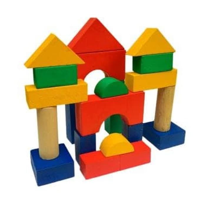 Jual Mainan Edukasi Anak - Balok Kayu Wooden / Block Susun Rumah Dan Bangunan | Shopee Indonesia