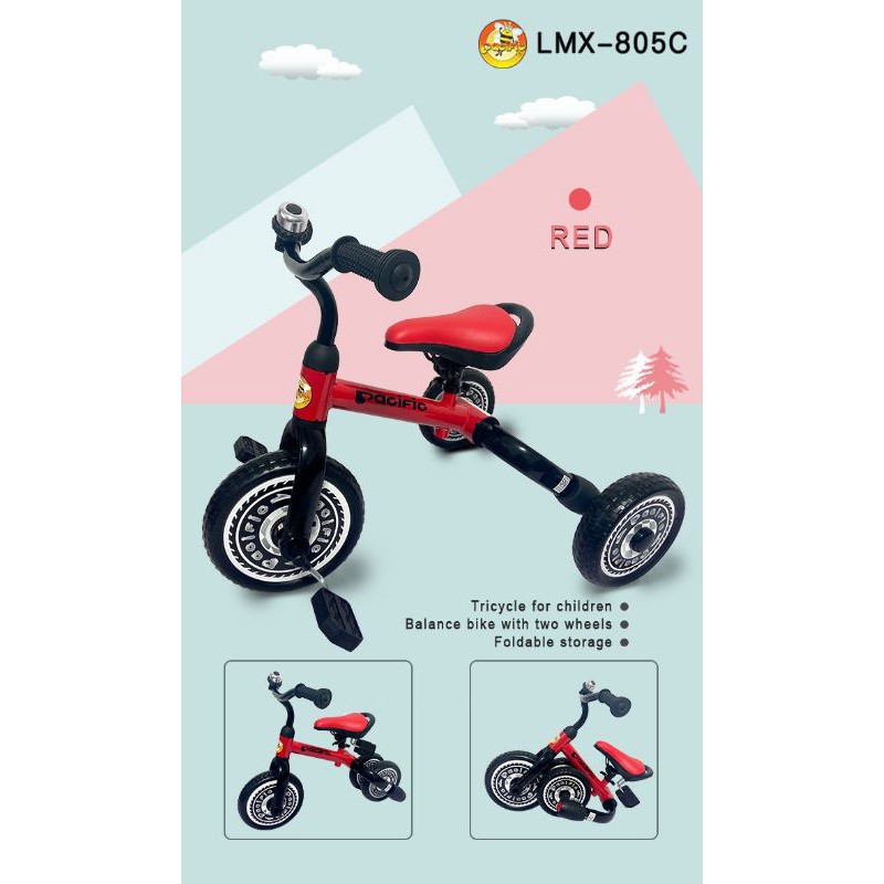 Sepeda Keseimbangan Pacific LMX805C Tricycle Anak (4 in 1) Lipat