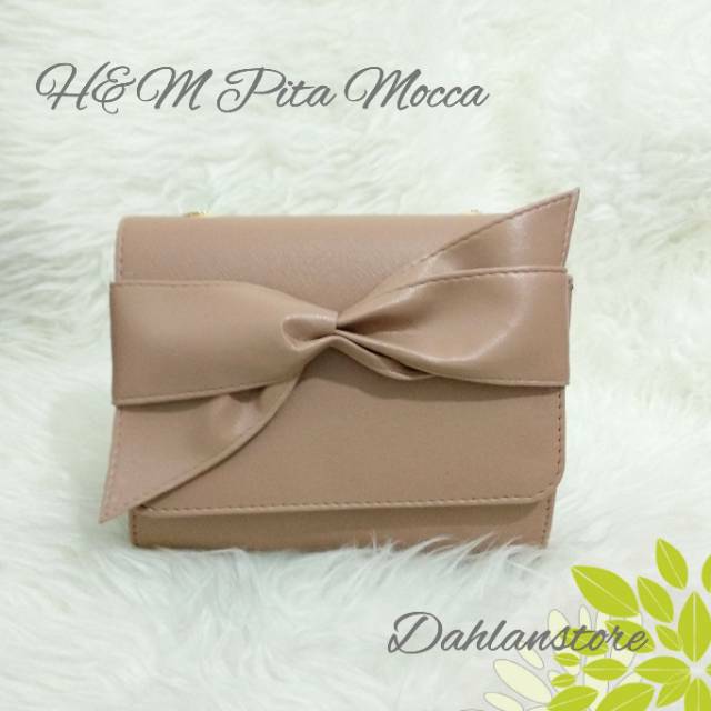 Tas HnM Clutch Pita Mocca SALE!! Tas Selempang Cewek Lucu Tas Main Import Impor Bagus Mini Pita