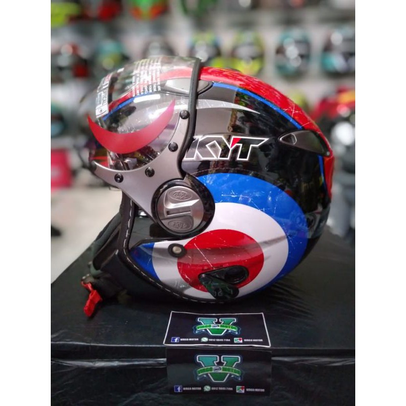 Jual HELM KYT ELSICO MOTIF1 BLACK BLUE Shopee Indonesia