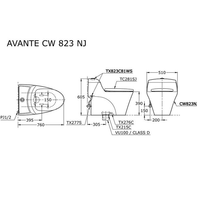 Jual PROMO PUNCAK Toto toilet Avante CW823NJ Original, closet kloset