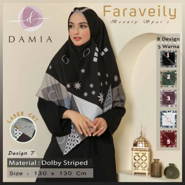 Hijab Lebar Syar'i Faraveily By Damia Scarf Jilbab Jumbo Segi Empati