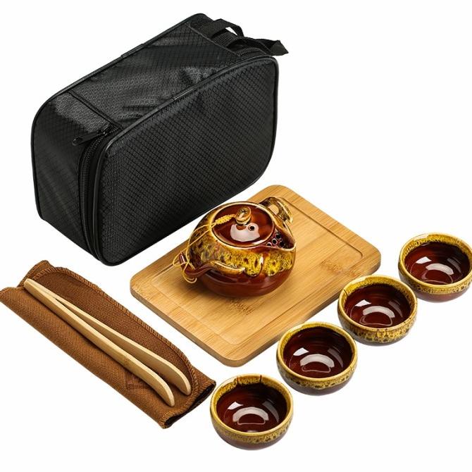 Jual Portable Travel Kung Fu Tea Set Set Kiln Tea Set 1 Pot 4 Shopee