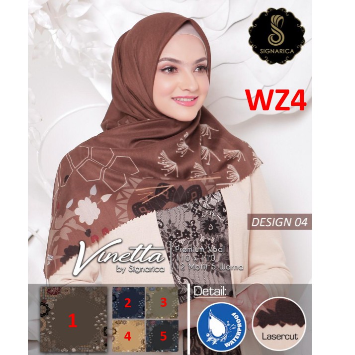 Hijab Segiempat WZ4 Waterproof by Signarica, Jilbab Scarf Segi