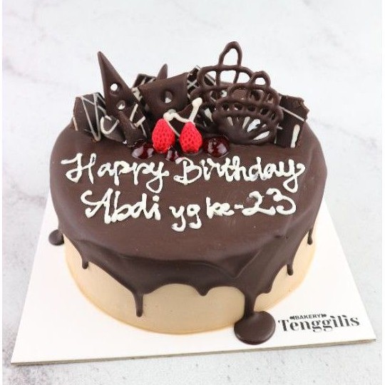 Jual [Kirim Kota Surabaya Saja] Kue Tart Kue Ulang Tahun Siram Coklat Simple | Shopee Indonesia