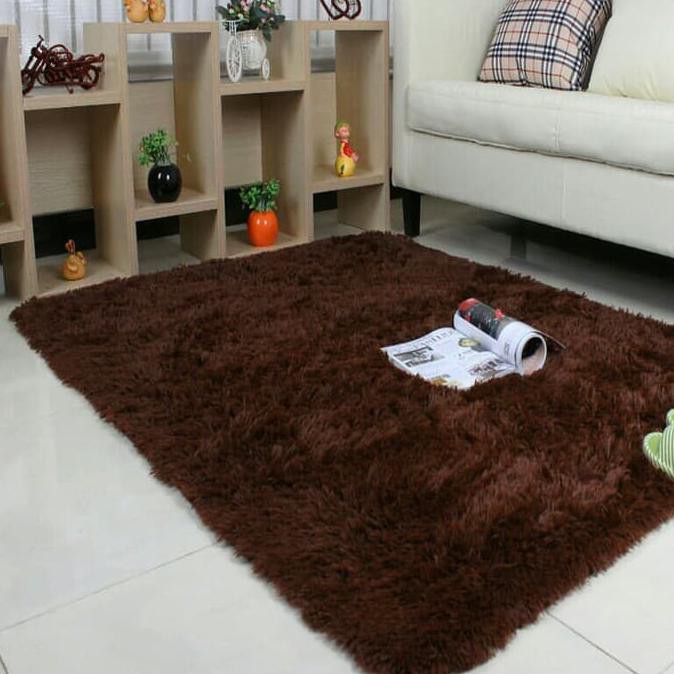 Jual Karpet Bulu Korea 2 Meter X 1.2 Meter Coklat Tua | Shopee Indonesia
