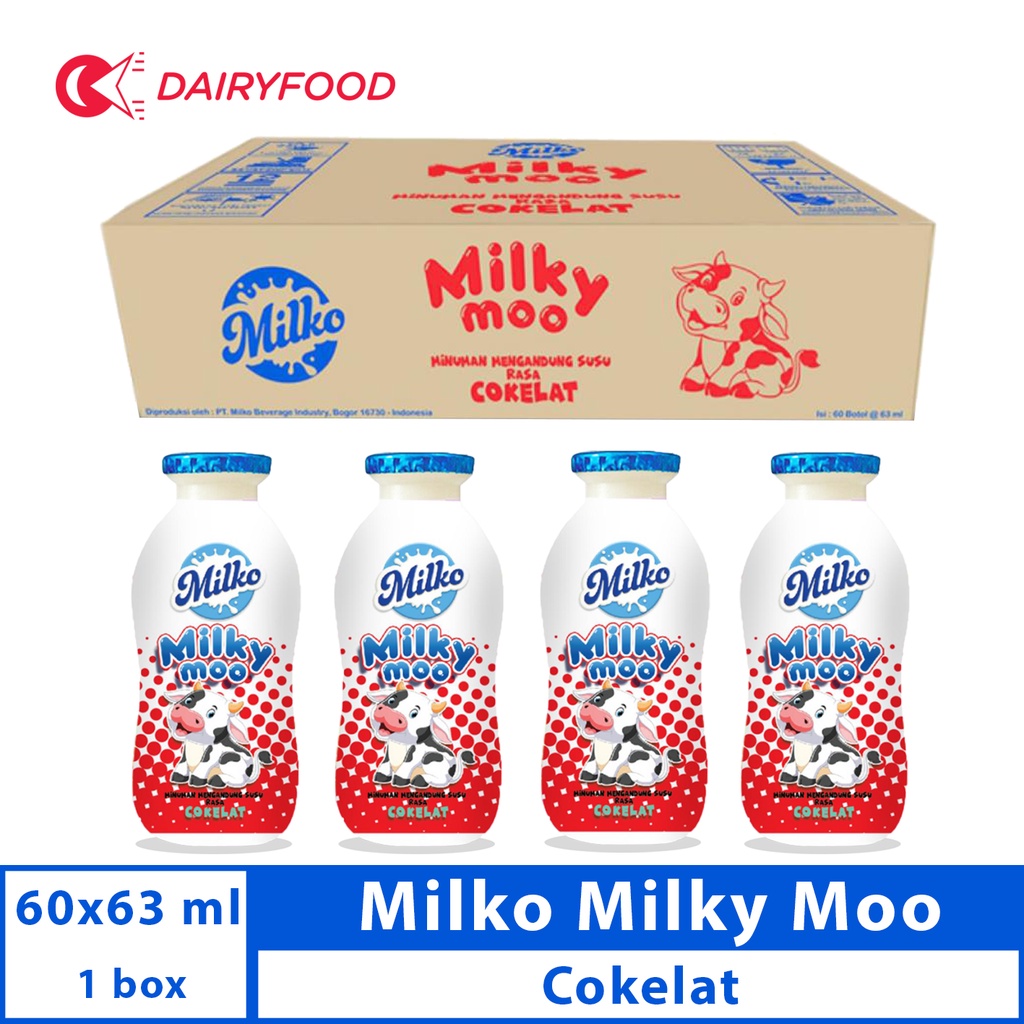 Jual MILKO MILKY MOO CHOCOLATE 1 KARTON ( 60 BOTOL X 63 ML ) Indonesia