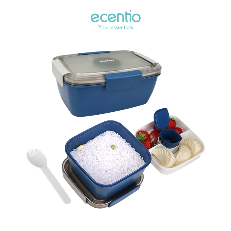 Jual ecentio lunch box 1100ml/2200ml Kotak Tempat Makan / Free Wadah
