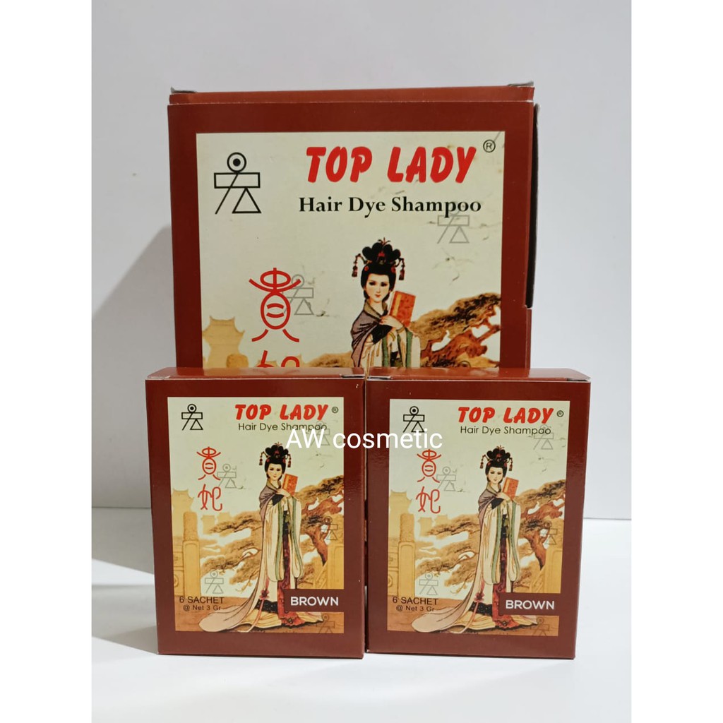 Jual TOP LADY HAIR DYE SHAMPOO BROWN ( SACHET ) Shopee Indonesia