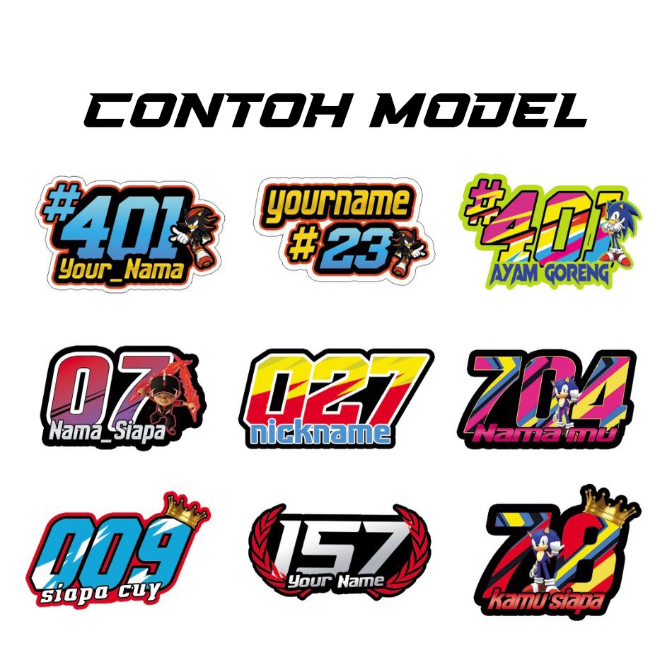Jual Stiker Nomor Start | Nomor Racing (Request Nomor, Gambar Dan Nama) Lebar Rata-Rata 10 Cm, Minimal Order 3 Pcs | Shopee Indonesia