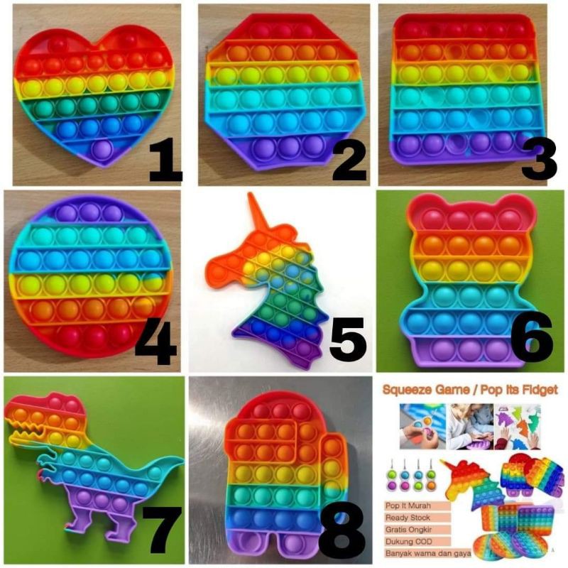 Jual Mainan Anak Pop It Fidget Rainbow Bubble Push Pop Its Fidget Toys | Shopee Indonesia