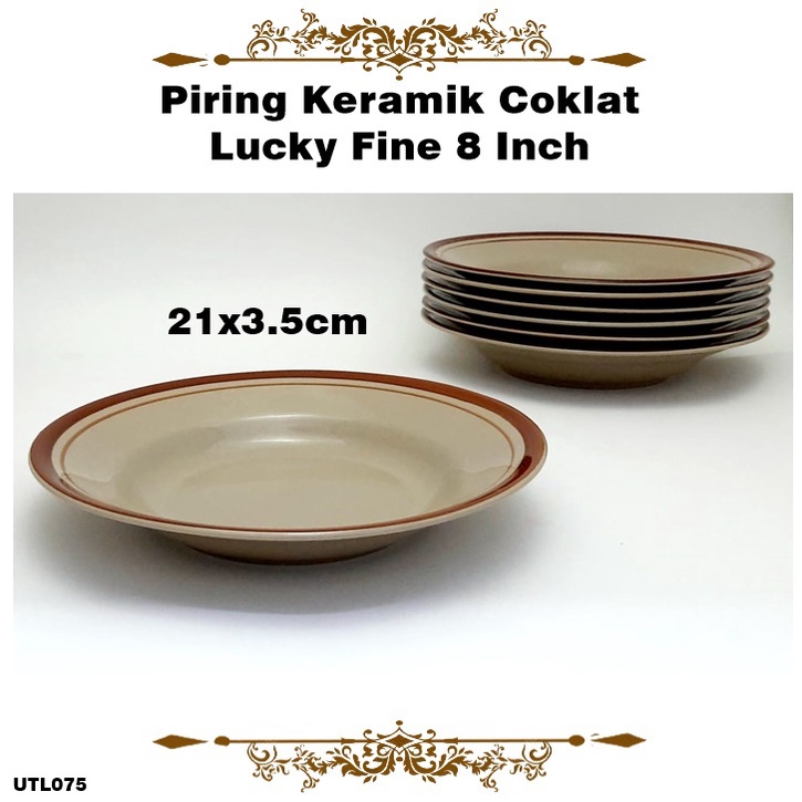 Jual [1 Lusin] Piring Keramik Coklat Lucky Fine 8 Inch | Shopee Indonesia
