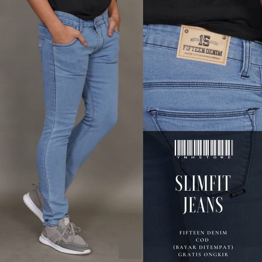 Jual Ynh Store - Celana Panjang Jeans Pria - Skinny Slim Fit Jeans - Denim Pants - Celana Pria Biru Muda | Shopee Indonesia