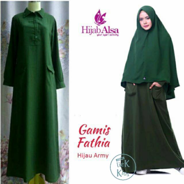 42+ Gamis Syari Warna Hijau Army Terbaru Dan Terlengkap
