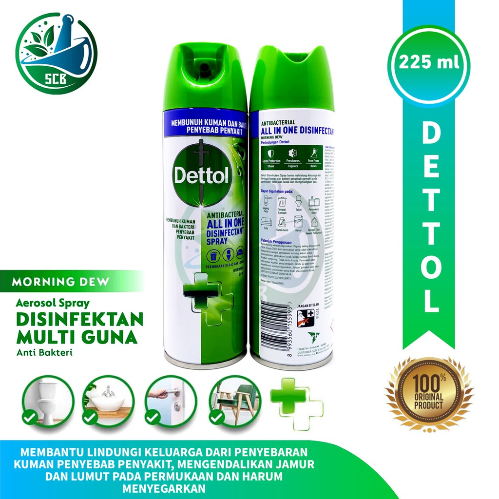 Dettol Disinfectant Spray Varian HIJAU 225ML pgmall