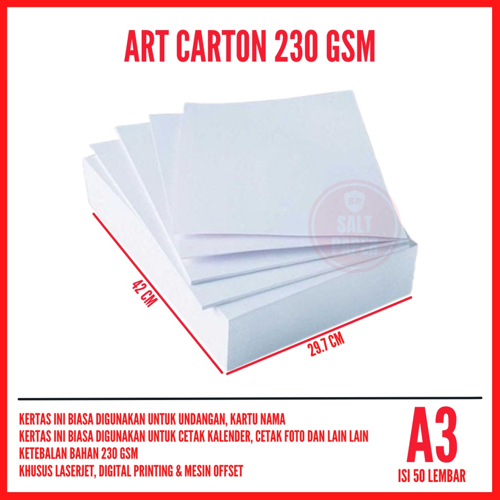 Jual Kertas Art Carton 260 gsm A3 50 lembar / Kertas Art Karton A3 260
