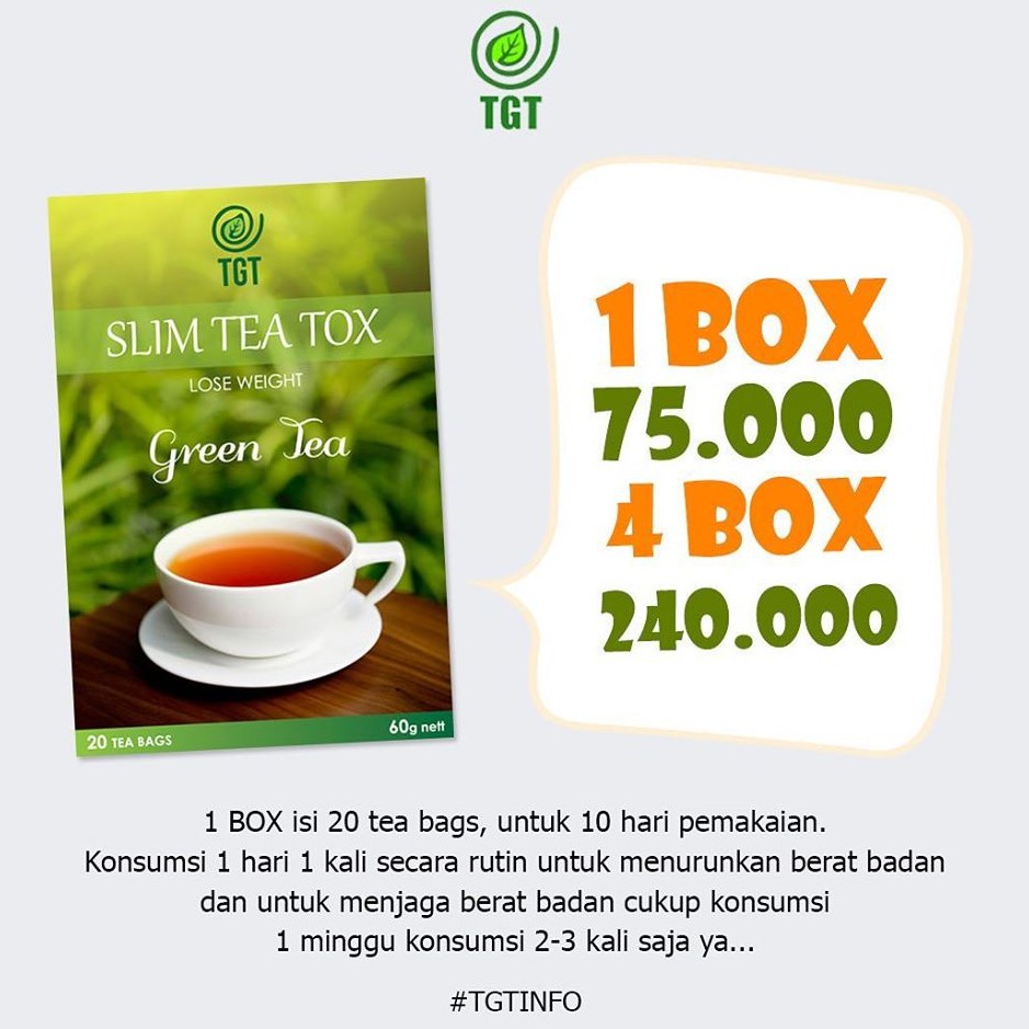 Jual Tgt Slim Tea Tox The Green Tea Slim Tea Detox Teh Pelangsing Penurun Berat Badan Obat Herbal Diet Indonesia|Shopee Indonesia