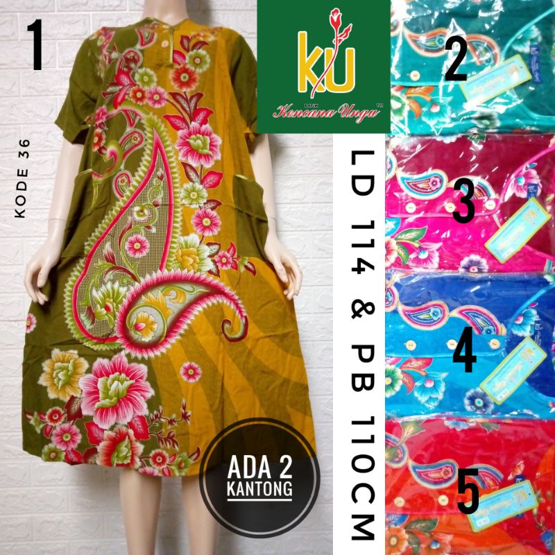 Batik Kencana Ungu Label Biru Original Daster Tangan