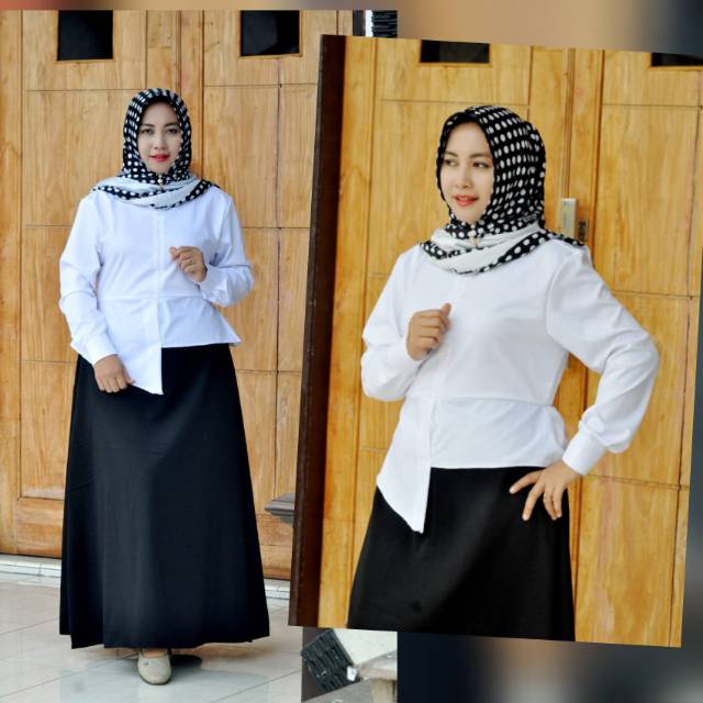 Gamis Seragam Dinas Kerja PNS Hitam putih bawah wolfis premium Shopee